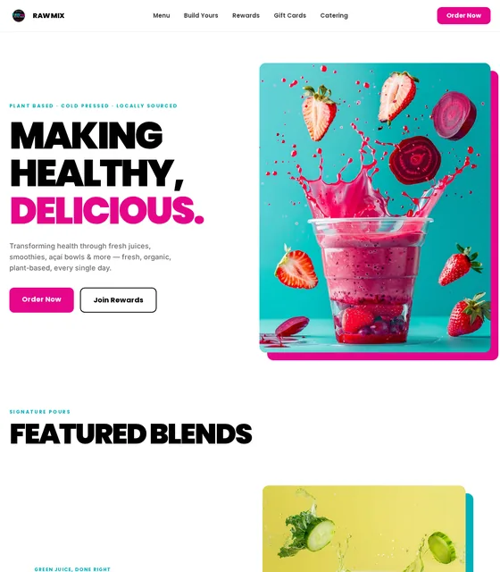 RAW MIX Juice Bar website