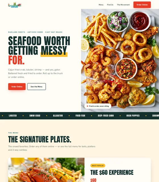 Let's Get Krackin Seafood website