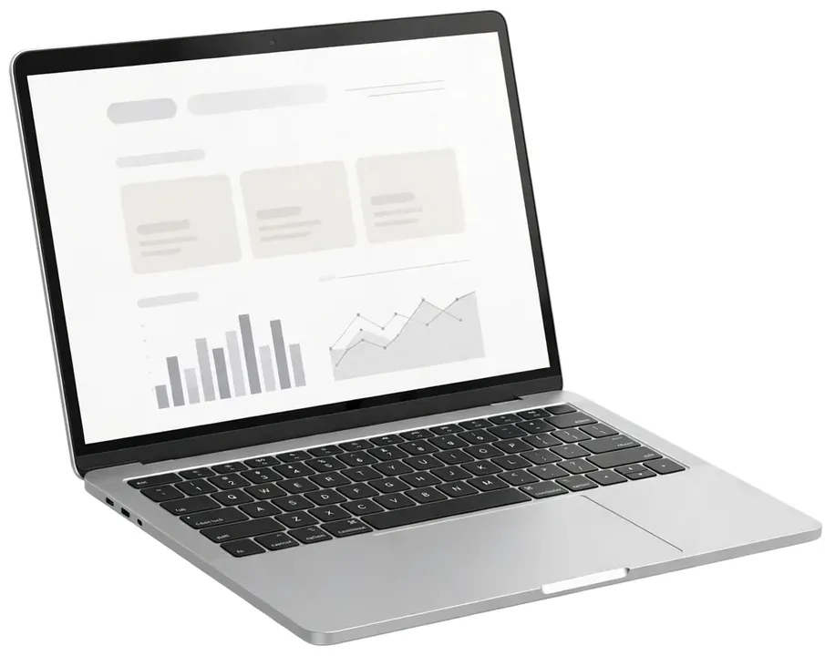 A website layout on a laptop screen